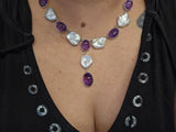 Sterling Silver Amethyst And Pearl Necklace