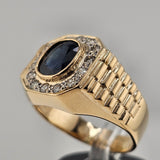 1.88ct Blue Sapphire and Diamond Ring in 14k Yellow Gold, Size 10.25