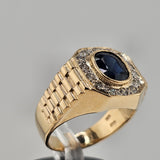 1.88ct Blue Sapphire and Diamond Ring in 14k Yellow Gold, Size 10.25