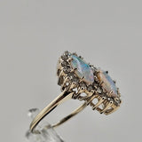 Marquise Opal and Diamond Ring in 14k White Gold, Size 5.75