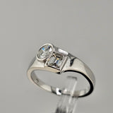 0.68 CTW Round and Emerald Cut Diamond Ring in 14k White Gold, Size 6.75