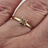 0.45ct. Round Brilliant Cut Champagne Brown Diamond Ring in 10k Yellow Gold, Size 8