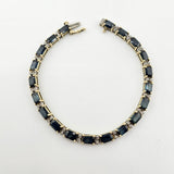 12.40 CTW Emerald Cut Sapphire Diamond Bracelet in 14k Yellow Gold