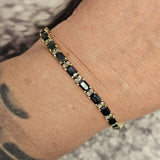 12.40 CTW Emerald Cut Sapphire Diamond Bracelet in 14k Yellow Gold