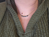 2.16 CTW Emerald Cut Sapphire Diamond Necklace in 14k Yellow Gold