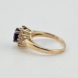 0.57ct. Oval Cut Sapphire Diamond Halo Ring in 14k Yellow Gold, Size 4.25