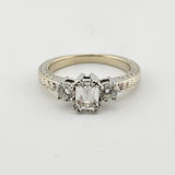 1.15 CTW Emerald Cut Diamond Engagement Ring 14k White Gold and Platinum, Size 5.75