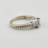 1.15 CTW Emerald Cut Diamond Engagement Ring 14k White Gold and Platinum, Size 5.75
