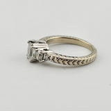 1.15 CTW Emerald Cut Diamond Engagement Ring 14k White Gold and Platinum, Size 5.75