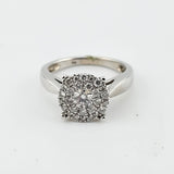 0.50 CTW Diamond Cluster Ring 14k White Gold, Size 4.75