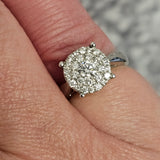 0.50 CTW Diamond Cluster Ring 14k White Gold, Size 4.75