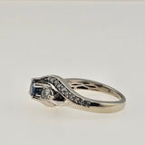 0.37CT. Round Cut Blue Diamond Engagement Ring 10k White Gold, Size 4.75