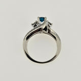 0.37CT. Round Cut Blue Diamond Engagement Ring 10k White Gold, Size 4.75