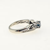 0.37CT. Round Cut Blue Diamond Engagement Ring 10k White Gold, Size 4.75