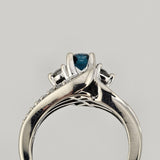 0.37CT. Round Cut Blue Diamond Engagement Ring 10k White Gold, Size 4.75