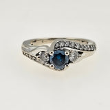 0.37CT. Round Cut Blue Diamond Engagement Ring 10k White Gold, Size 4.75