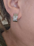 1.00 CTW Round Brilliant Cut Daimond Hoop Earrings 14k White Gold