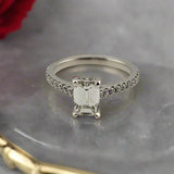 1.71 CTW Emerald Cut Diamond Engagement Ring Platinum, Size 7