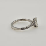 1.71 CTW Emerald Cut Diamond Engagement Ring Platinum, Size 7