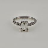 1.71 CTW Emerald Cut Diamond Engagement Ring Platinum, Size 7