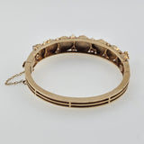 Fresh Water Pearl Multi-Gemstone Bangle Bracelet 14k Yellow Gold