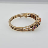 Fresh Water Pearl Multi-Gemstone Bangle Bracelet 14k Yellow Gold