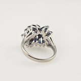 1.38 CTW Sapphire Diamond Cluster Ring 14k White Gold, Size 7.25