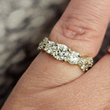 1.36 CTW 3 Stone Diamond Engagement Ring 14k White Gold
