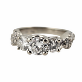 1.36 CTW 3 Stone Diamond Engagement Ring 14k White Gold