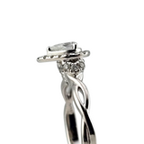 0.64 CTW Pear Cut Diamond Halo Engagement Ring 14k White Gold - Size 6.5