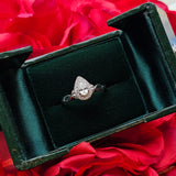 0.64 CTW Pear Cut Diamond Halo Engagement Ring 14k White Gold - Size 6.5