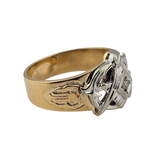 0.03ct Diamond Masonic Ring 10k Yellow and White Gold, Size 11