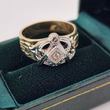 0.03ct Diamond Masonic Ring 10k Yellow and White Gold, Size 11