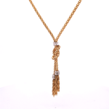Popcorn Chain Tassel Necklace in 14k Yellow and White Gold