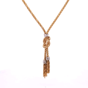 Popcorn Chain Tassel Necklace in 14k Yellow and White Gold