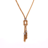 Popcorn Chain Tassel Necklace in 14k Yellow and White Gold