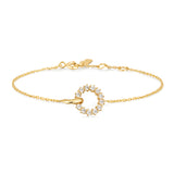 Sterling Silver 14k Gold Plated Interlinked Circles Pavé Cubic Zirconia Bracelet