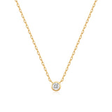 Gold Round Solitaire Cubic Zirconia Necklace