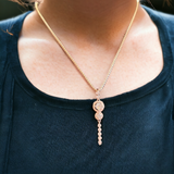 Sterling Silver Rose Gold Vermeil Cubic Zirconia Double Halo Drop Necklace