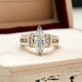 1.83 CTW Marquise Cut Diamond Engagement Ring in 14k Yellow and White Gold, Size 6.75