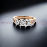0.82 CTW 3 Stone Diamond Engagement Ring in 14k Yellow and White Gold, Size 6.25