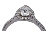 0.91 CTW Pear Cut Diamond Halo Engagement Ring in 14k White Gold, Size 6.5