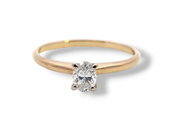 0.35CT. Oval Cut Diamond Solitaire Engagement Ring in 14k Yellow and White Gold, Size 6.5