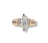 1.83 CTW Marquise Cut Diamond Engagement Ring in 14k Yellow and White Gold, Size 6.75