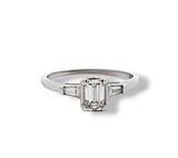 14kt white gold emerald cut diamond engagement ring