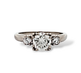 14kt white gold three stone round diamond engagement ring