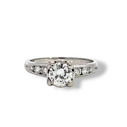 0.78 CTW Round Cut Diamond Engagement Ring in 18k White Gold, Size 5.75