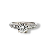 0.78 CTW Round Cut Diamond Engagement Ring in 18k White Gold, Size 5.75