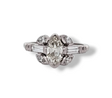 1.56 CTW Marquise Cut Diamond Cluster Engagement Ring in Platinum-Size 6.75