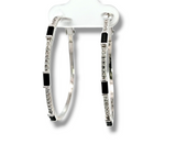 sterling silver black and white cz hoops